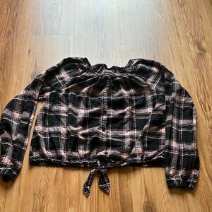 The Children’s Place Girls Plaid Black and Pink Top